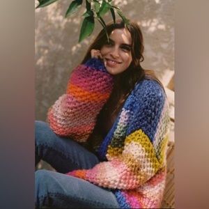 Anthropologie Rainbow Stripe Cardigan